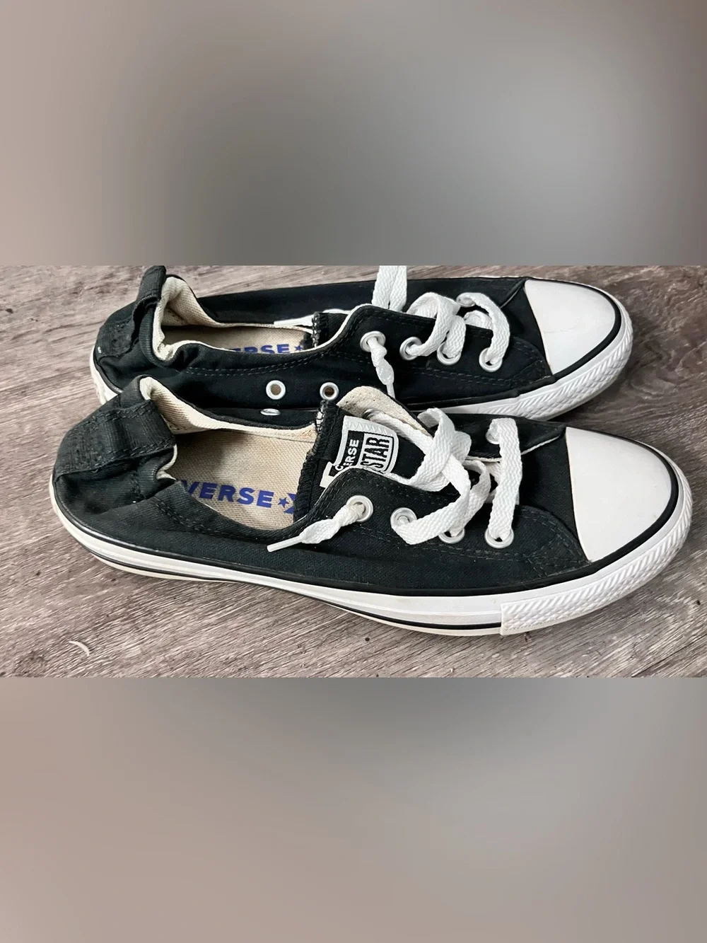 Classic Black Low Top Canvas converse elastic top Sneakers black white Accents - Picture 9 of 9